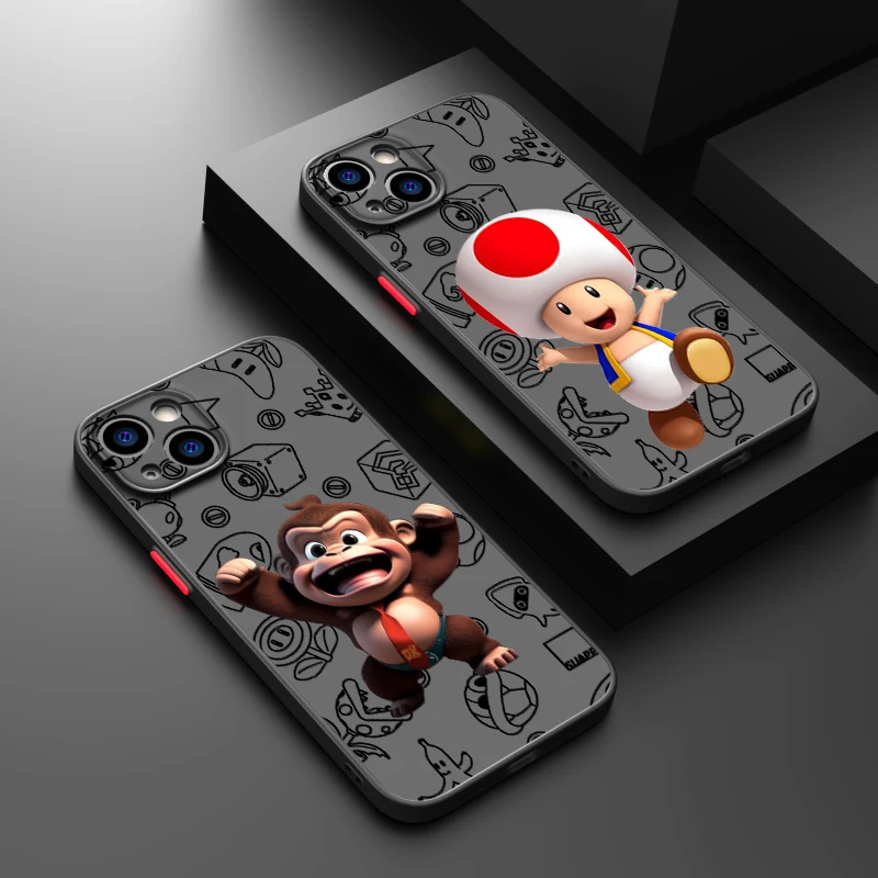 Cute Cartoon Game Mario Phone Case For iPhone 15 14 13 12 11 Pro Max mini XS XR X 8 7 6 Plus SE Frosted Translucent Cover