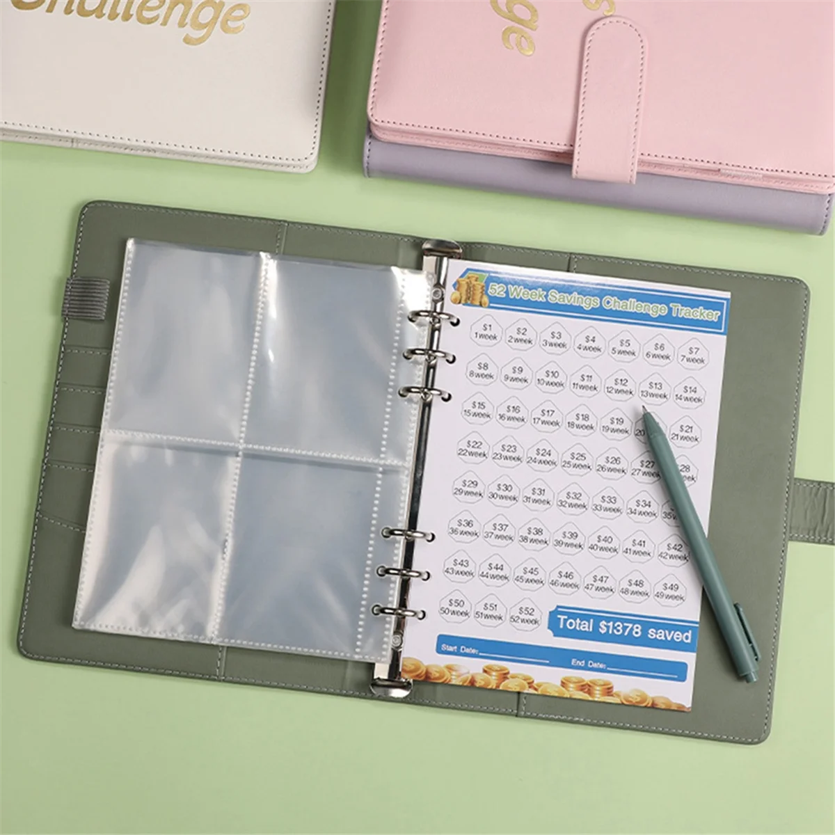 AD29-52 Week Money Saving Challenge Binder,Money Saving Binder with Savings Challenges Book and Cash Envelopes,