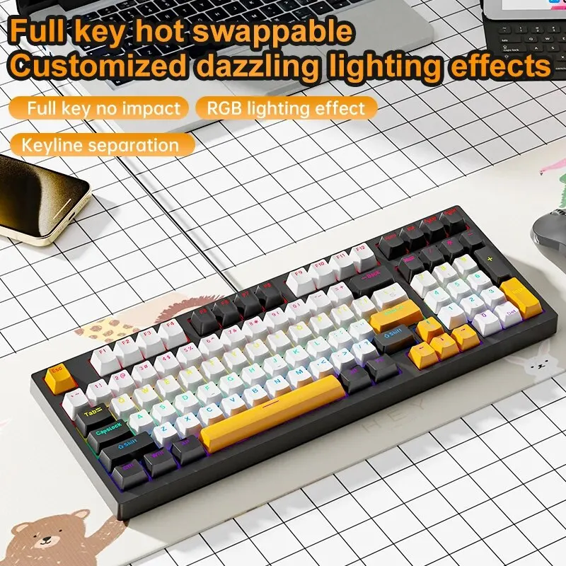 SKYLION K98 Keyboard And Wire Separate Mechanical Keyboard A Variety Of Lighting Games and Office for Microsoft and IOS System