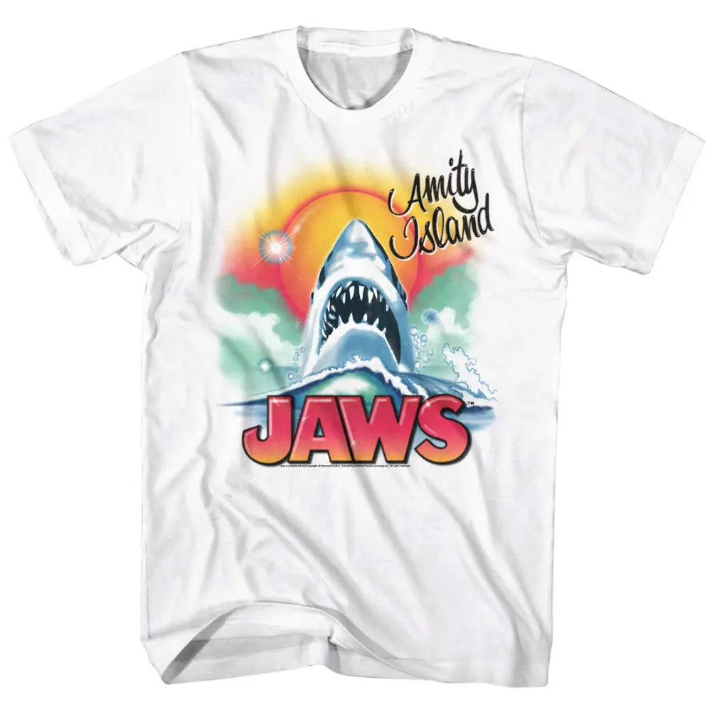 Jaws Beach Shark Airbrush Graffiti Men'S T Shirt Spray Tone Great White Movie