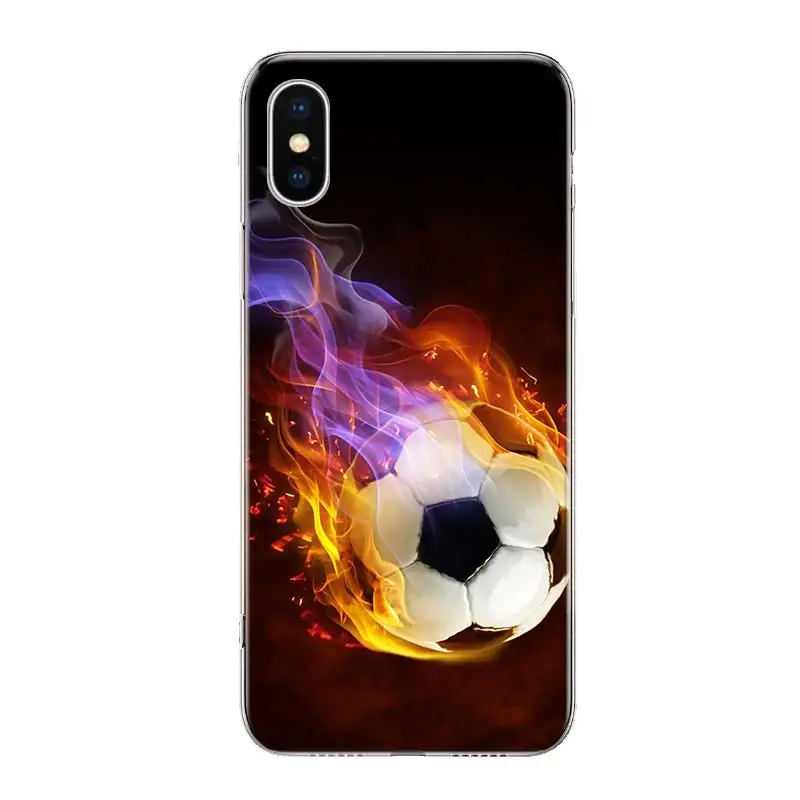 Fire Football Soccer Ball Clear Case For iPhone 11 13 14 Pro 15 Pro Max 12 Mini 16 XR X XS Max 7 8 Plus Funda Clear S