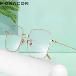 Pure Titanium Eyeglass Frame Ultra Light Large Square Women's Eyeglass Frame Anti Blue Light Optical Prescription Glasses B1134