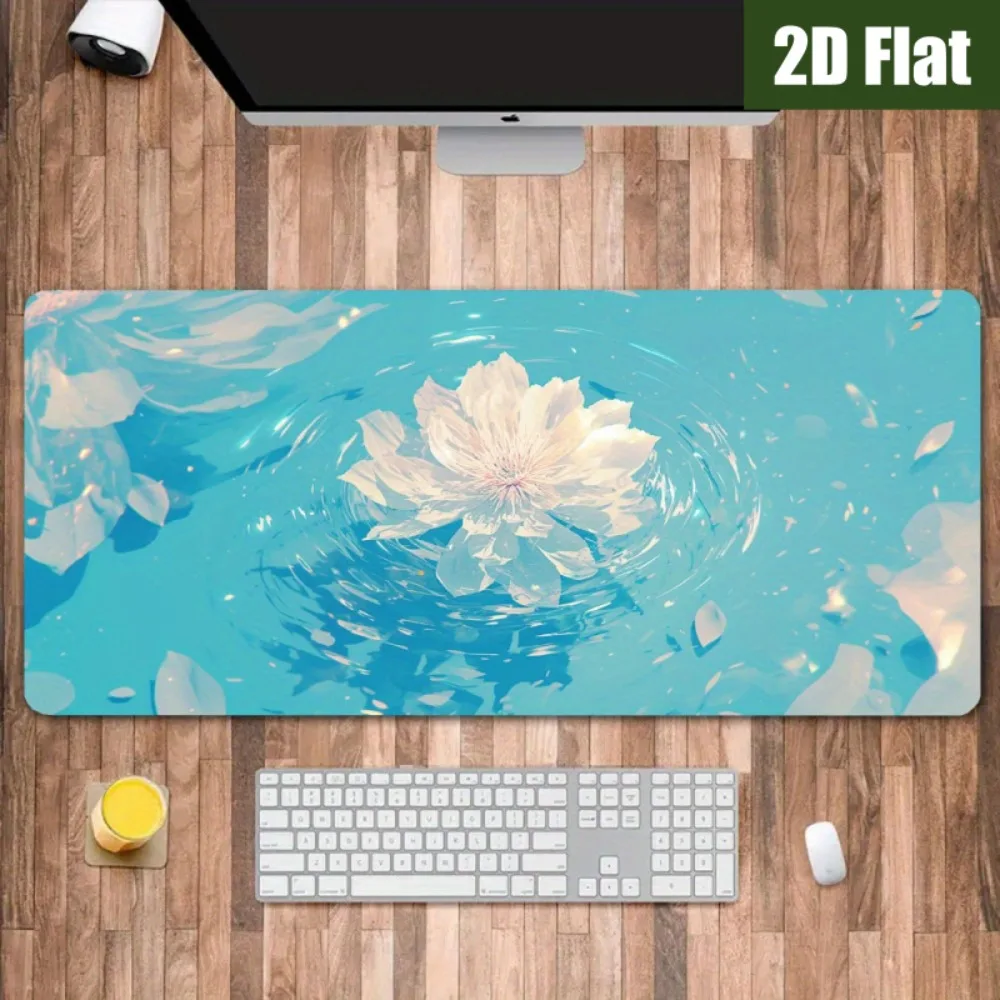 With the design of serene white lotus and clear blue water pond, equipped with a non-slip bottom layer, suitable for table mats