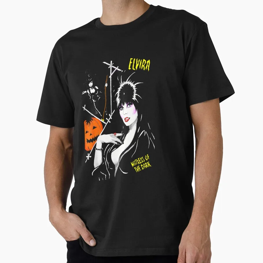 

Счастливый Хэллоуин, фильм ужасов 80-х годов, Эльвира, госпожи темряви, страшный подарок, футболка для мужчин, все размеры, топы, одежда из 100% хлопка