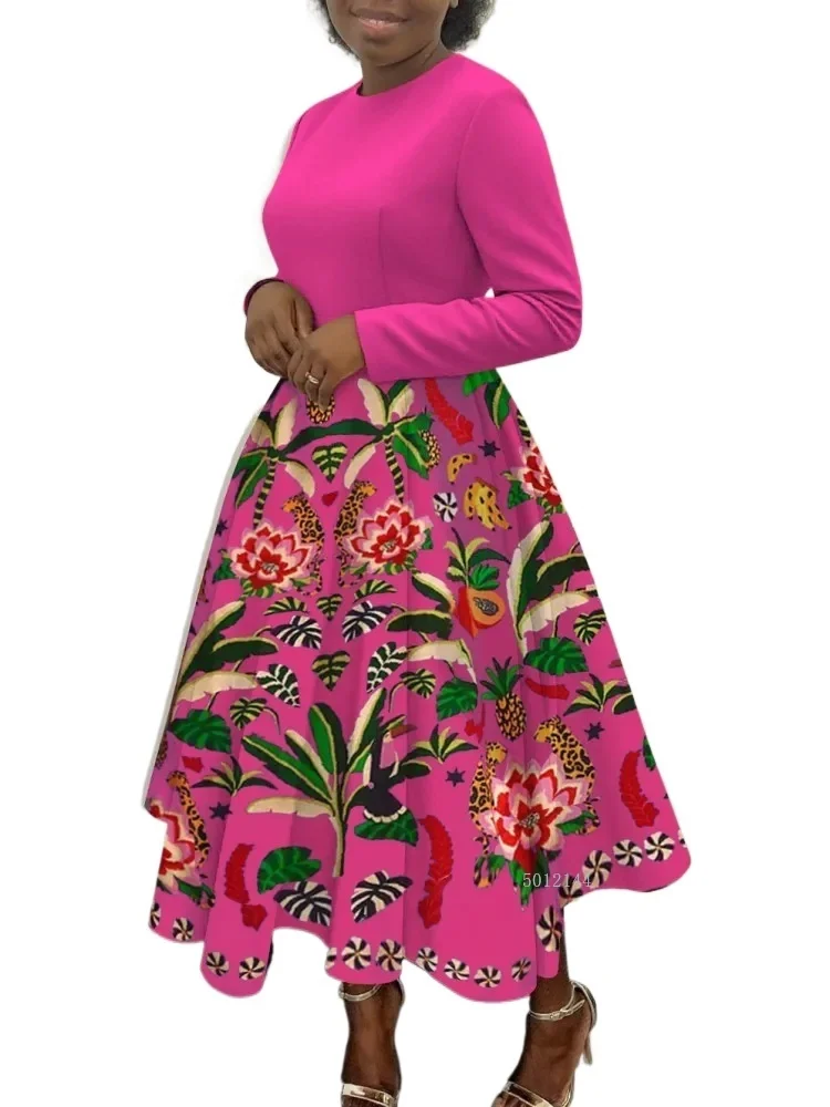 Autunno Inverno Africa Abbigliamento Abito a maniche lunghe Abiti africani per le donne Abito da sera sottile da donna da ufficio con o-collo sexy