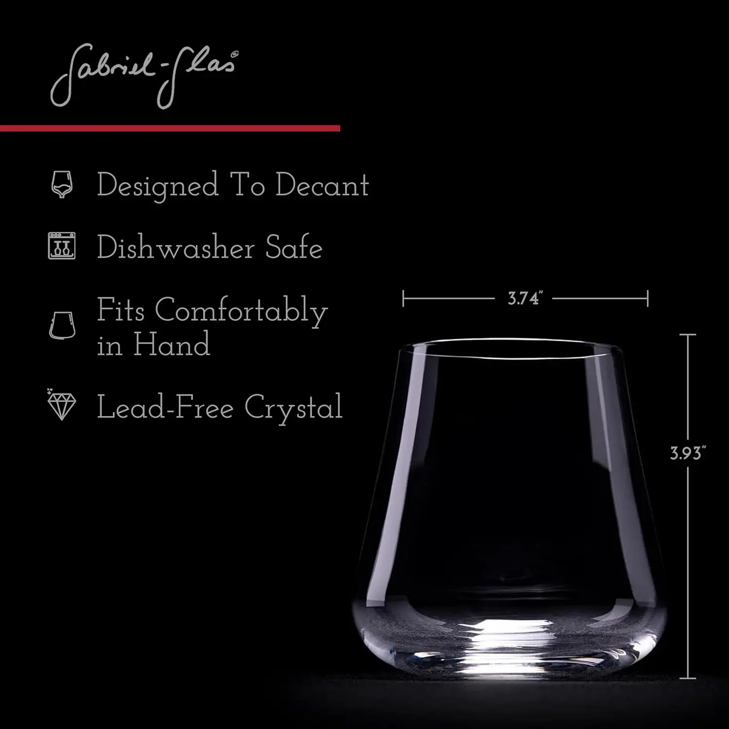 Stemless Crystal Wine Glasses, Set of 6 - Premium, Universal Drinking Glass for Wine, Beer, Whiskey, and Cocktails, 470 ml