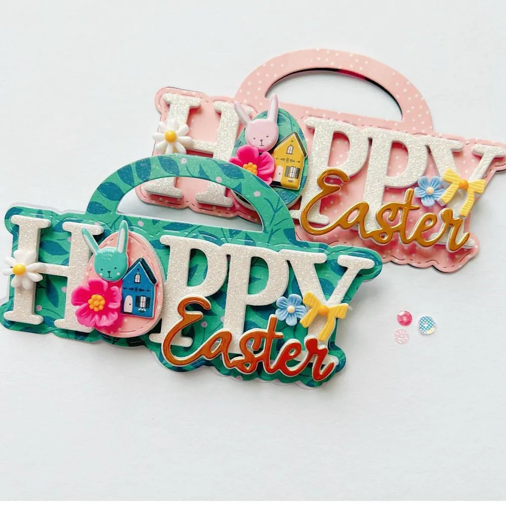 KSCRAFT Hoppy Easter Bag Topper Metal Cutting Dies Stencils for DIY Scrapbooking Decorative Embossing DIY Paper Cards