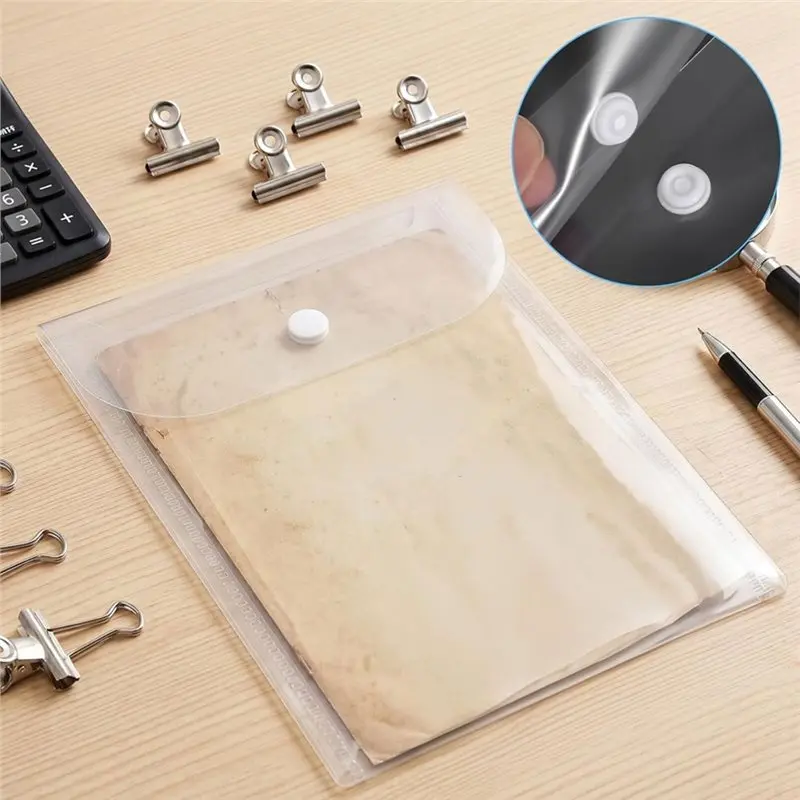 WORTHOWN-Reusable Plastic Folders 50Pcs For Stamps, Cutting Dies- Clear Snap Plastic Envelopes 5X7 For Stamp And Die Storage Poc
