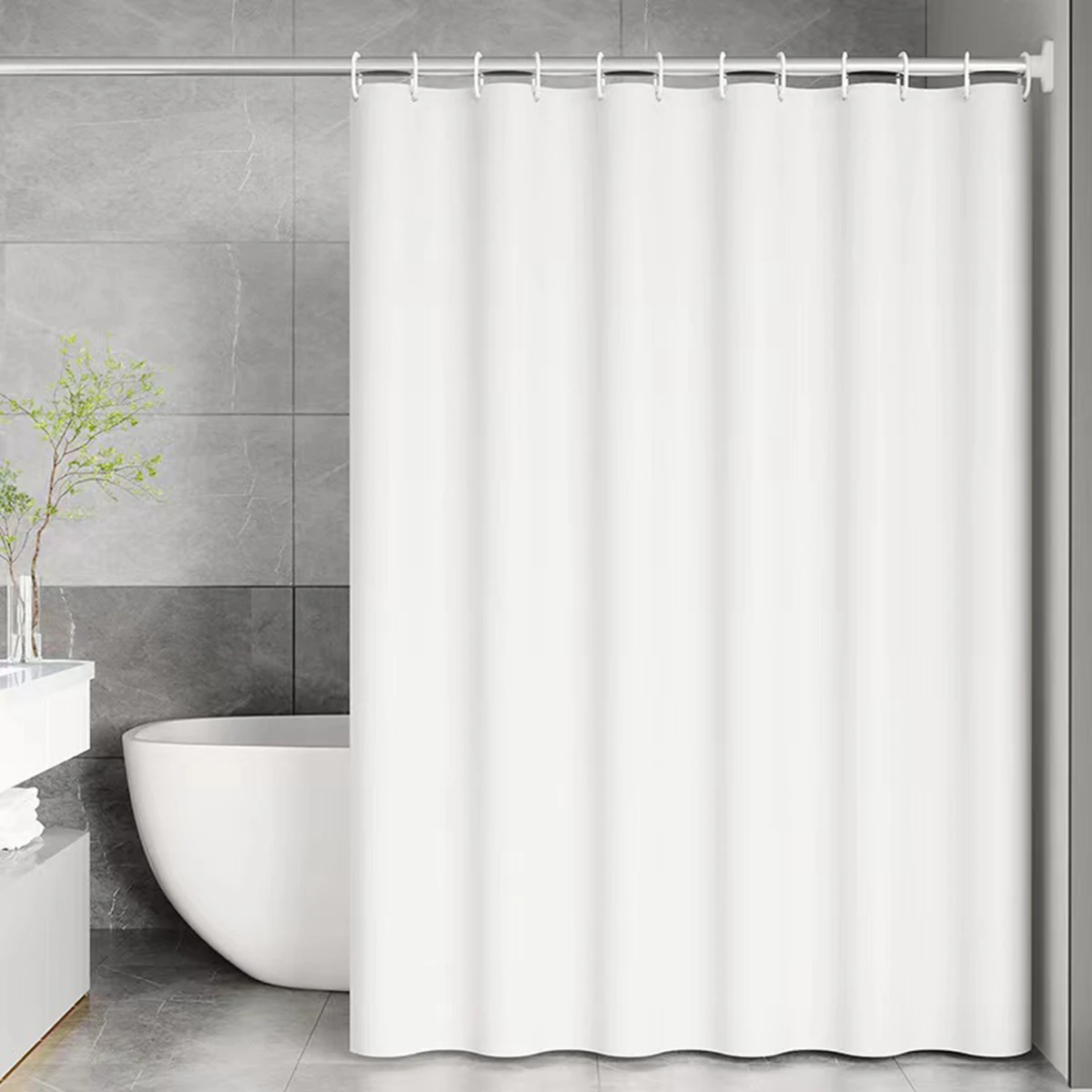 Solid Colour Waterproof Bathroom Curtain Shower Room Kitchen Living Room Partition Home Daily Use Hardware Silk Fabrics