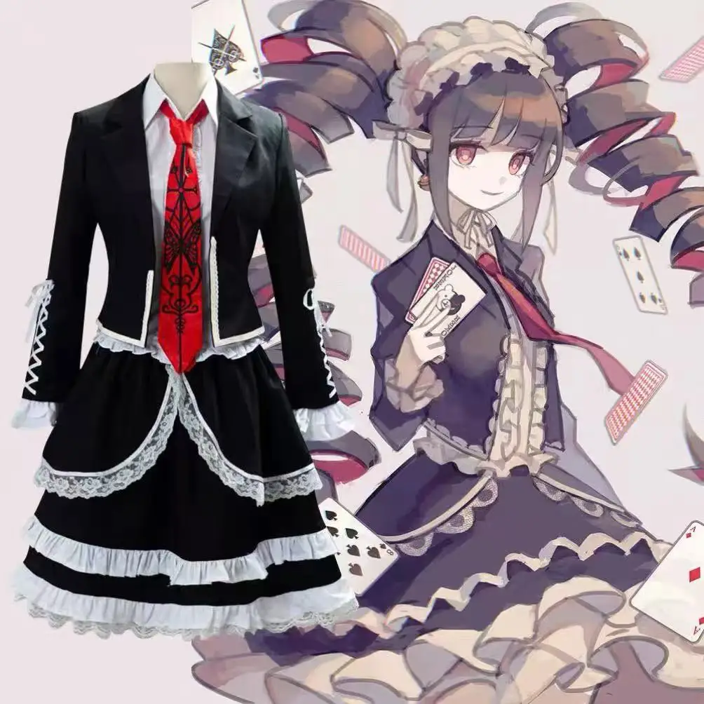 

Dangaronpa Celestia Ludenberg Cosplay Costume Women School Uniform Halloween Carnival Gothic Lolita Dress Set