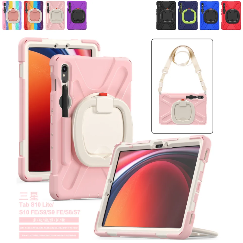 

Тяжелый чехол для Samsung Galaxy Tab S10Lite 10,9 дюйма SM-X400 S10FE S9FE S9 S8 S7 11 SM-X520 X510 X710 X700 T870 Чехол с ремешками