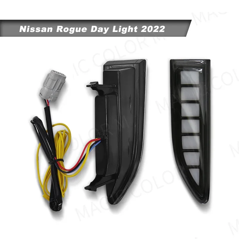 Daytime Running Lights For Nissan Rogue Xtrail X-Trail 2022 2023 Fog Lamp Daylight DRL Turn Signal Dual Colors Car Accessories