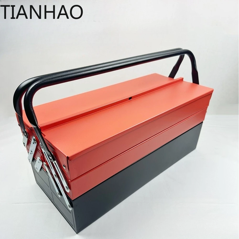 Foldable Metal Toolbox Folding Iron Tool Box Collapsible Organizer Storage Box for Car Repair Home Hand Tools Screws Nails