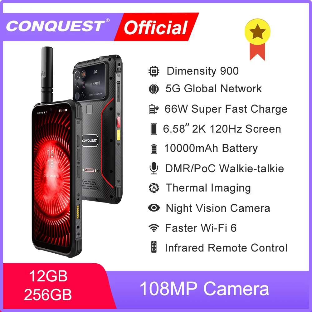 Conquest S23 Rede de Rede 5g Câmera 108mp Imagem Térmica 12gb 256gb 66w 5g Ip68 Impermeável Nfc
