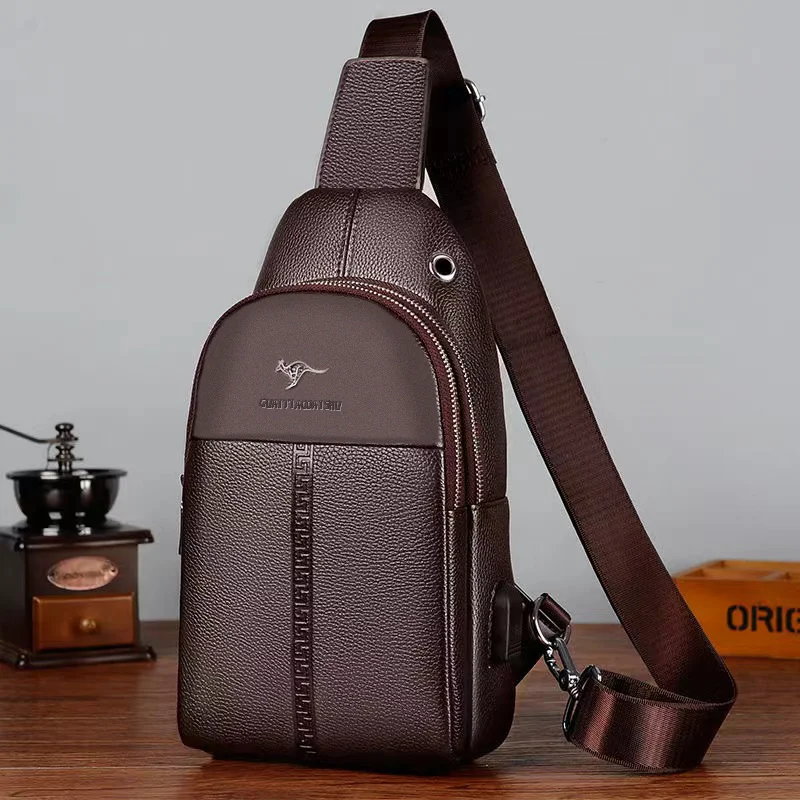 

Men's Chest Bag PU Leather Crossbody Sling Bag with Adjustable Shoulder Strap Multi-Pocket Design Lightweight Anti-Scratch Casua