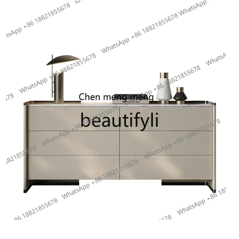 

N178 C Italian minimalist bedroom storage cabinet against the wall storage cabinet high-end light luxury solid wood six-chest ca