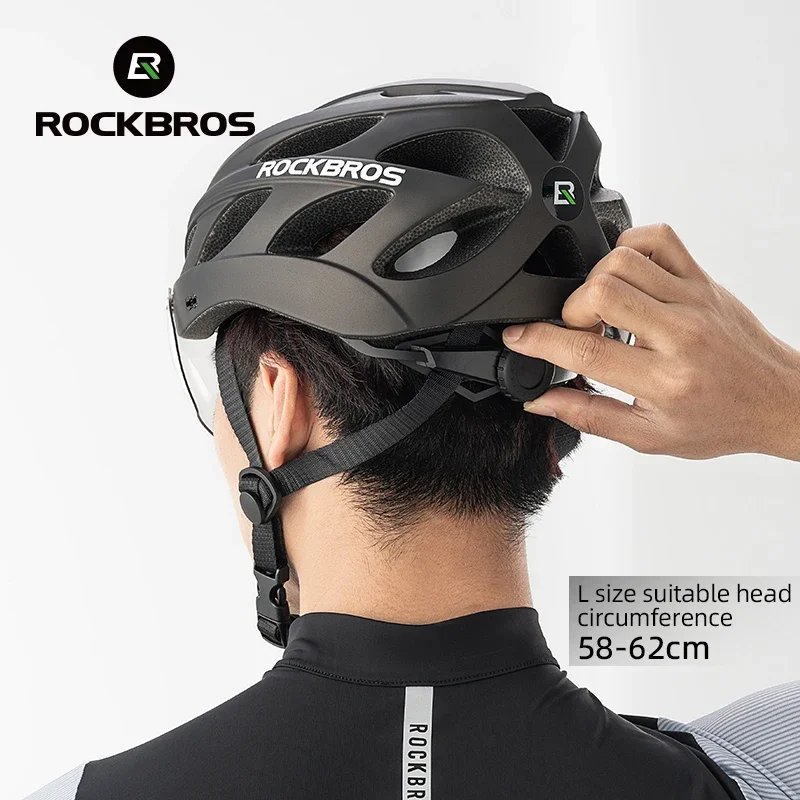 ROCKBROS Bike Helmet MTB Road Cycling Helmet Lightweight Breathable Integrally-molded Bicycle Helmet with Photochromic Goggles