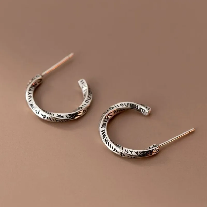 VENTFILLE 925 Sterling Silver Möbius Earrings for Women Ear Stud Texture Vintage Versatile Fashion Jewelry Gift Dropshipping