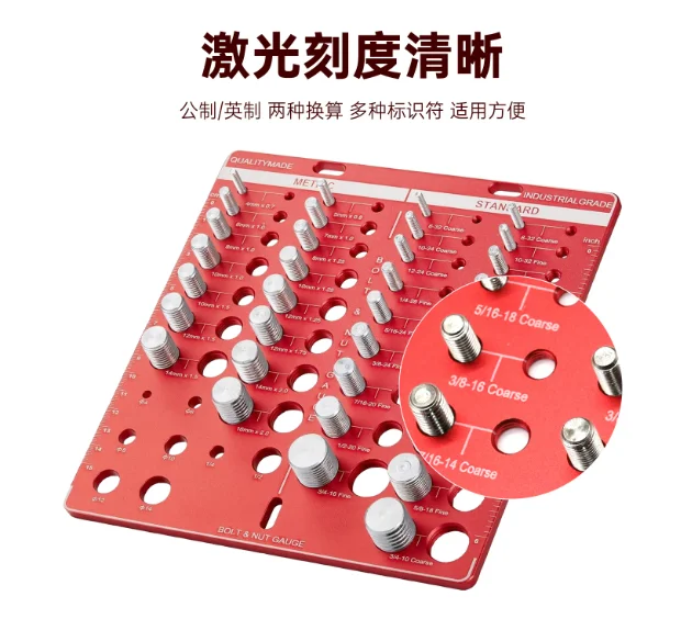 For Aluminum Thread Gauge Screw Nut Bolt Checker Imperial Metric Male Female Gage