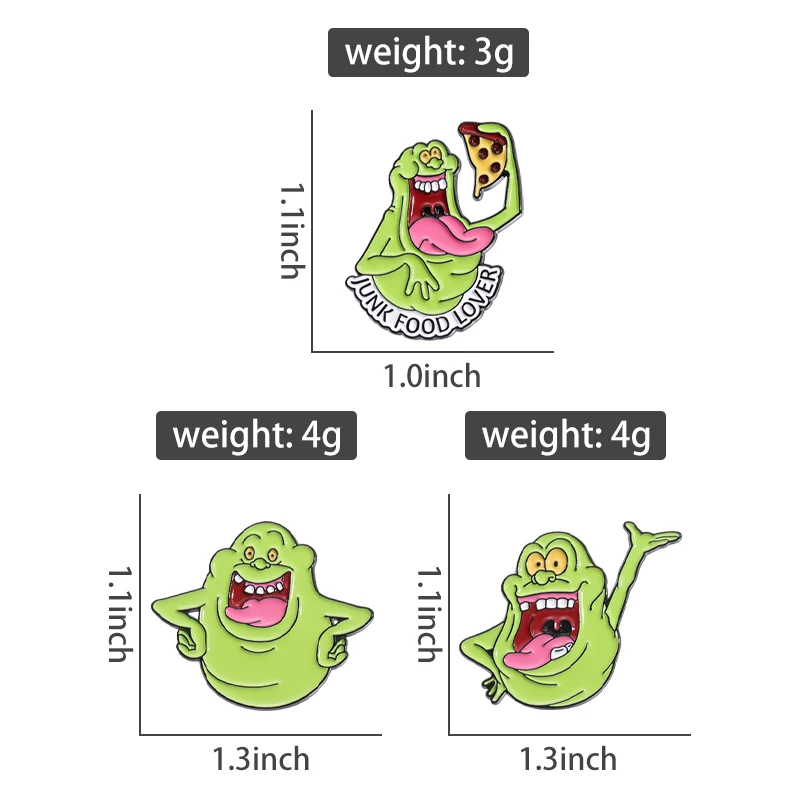 Junk Food Lover Slimer Character Enamel Pin Custom Japanese Anime Manga Brooch Clothes Lapel Badge Jewelry Gifts