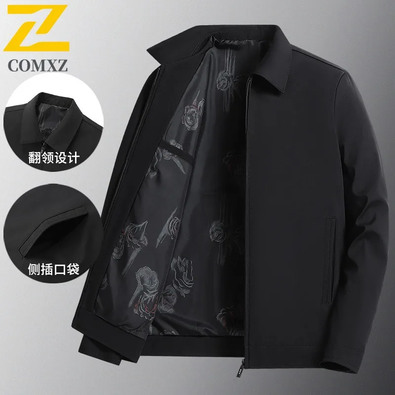 

COMXZ Stand Collar Luxury Jacket 2025 Men Outdoor Task Cozy Zip Up Windbreaker Business Leisure Light Autumn Men Clothing