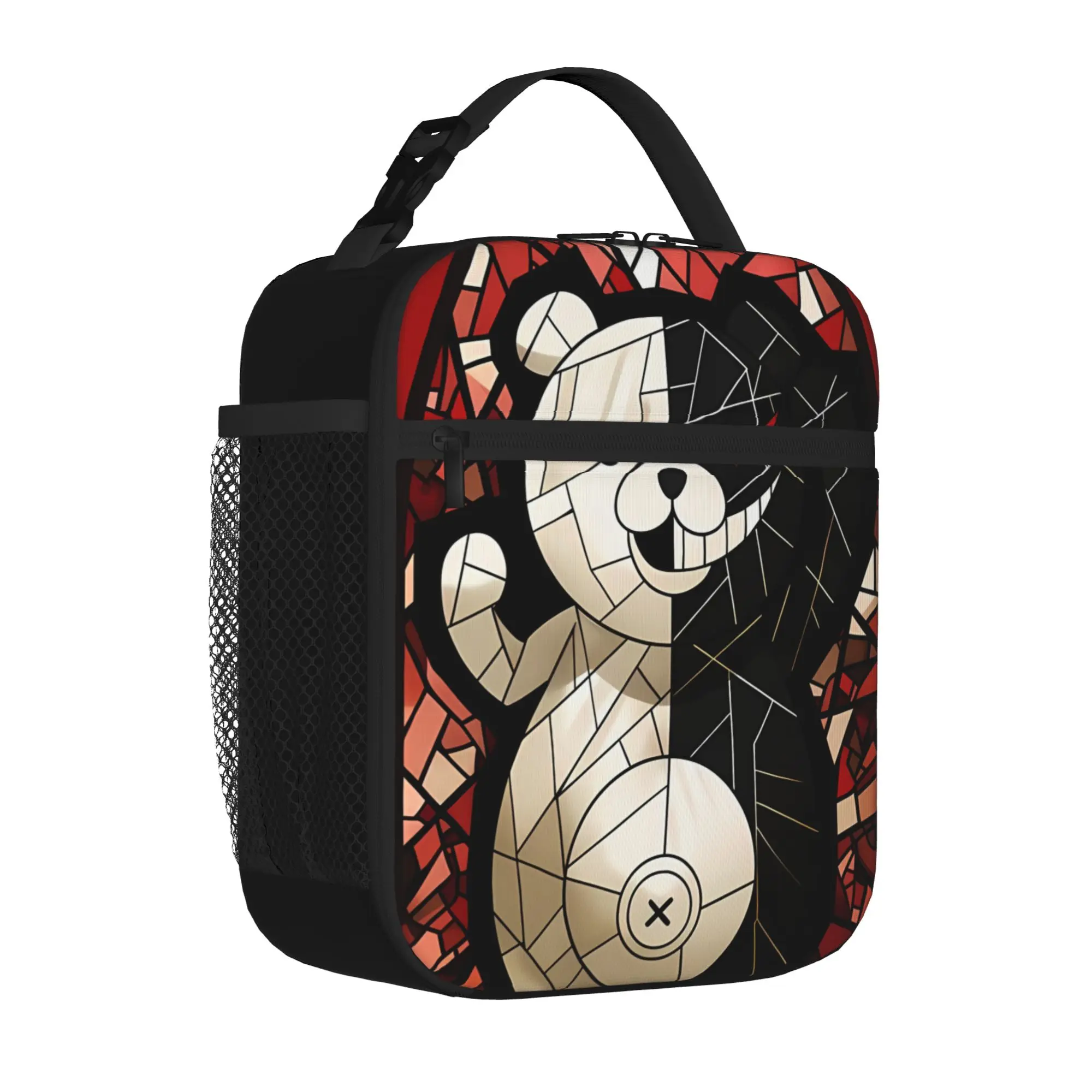1 Piece Portable Lunch Container Stained Glass Monokuma Zipper Closure Durable Pocket Danganronpa For Lunch Box Bag