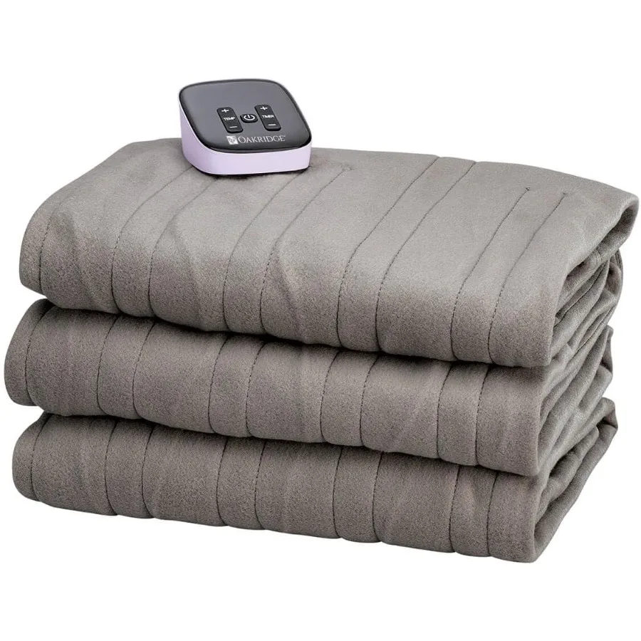 

Digital Comfort Fleece Heated Full Blanket - Grey 100 Polyester Machine Washable Oeko-TEX Certified Perfect for Warm Nights Con