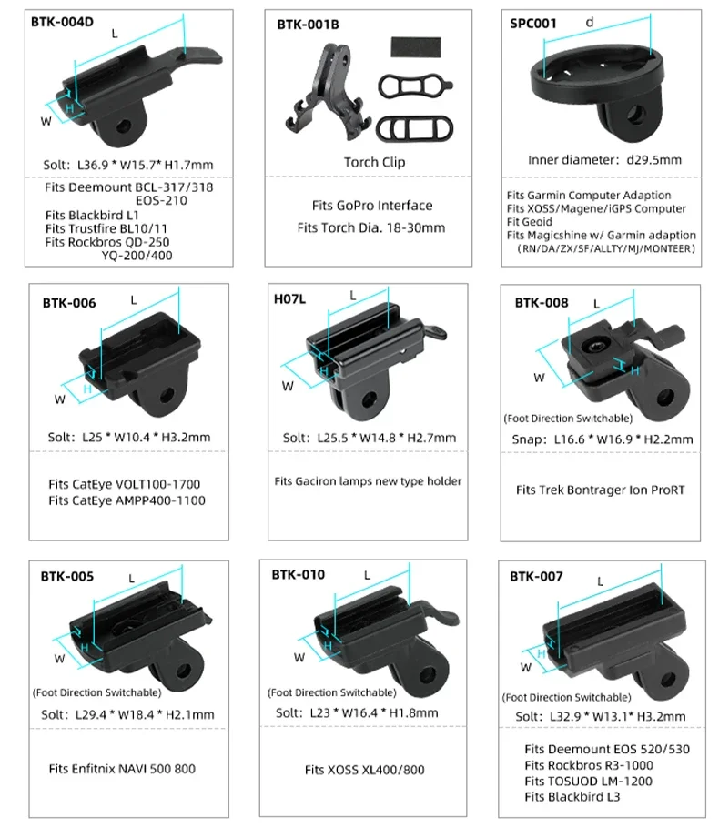 Bicycle Headlight Bracket Stand Front Fork Mount MTB Bike Light Holder for Gaciron/ Rockbros/ Enfitnix/ CatEye/Trerk