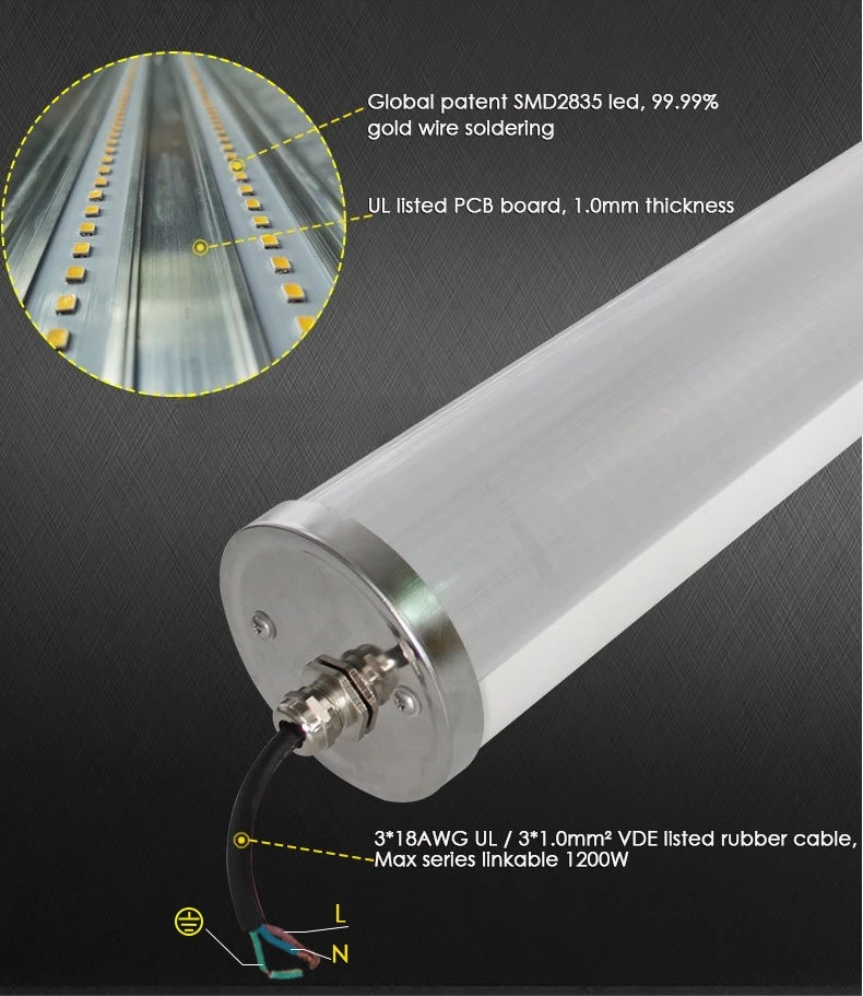 Parkplatzfarm mit 100 mm DALI-Dimmung, wasserdichtes IP68-LED-Tri-Proof-Licht