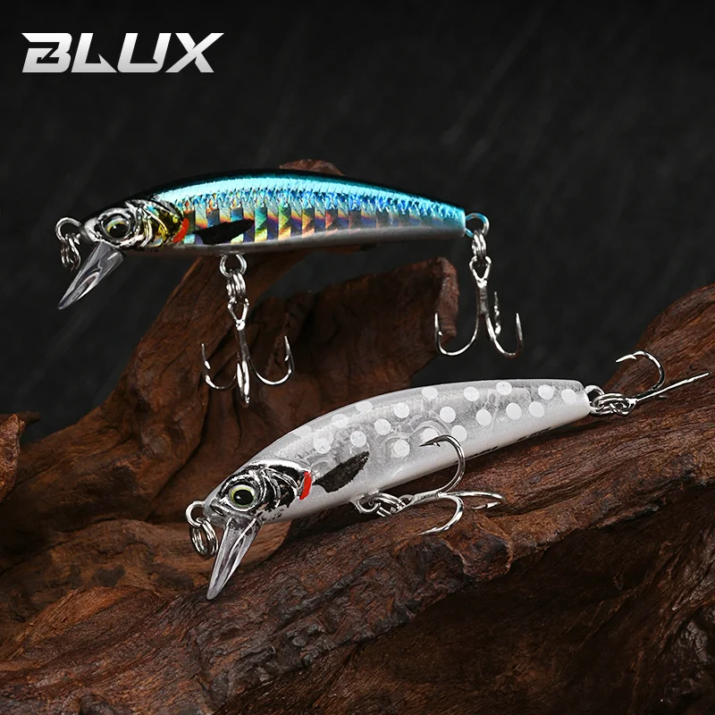 BLUX Gravity Minnow 50mm 4.3g Long Cast Heavy Shinking Fishing Lure Wobbler Freshwater Saltwater Bass Pike Hard Plastic Bait