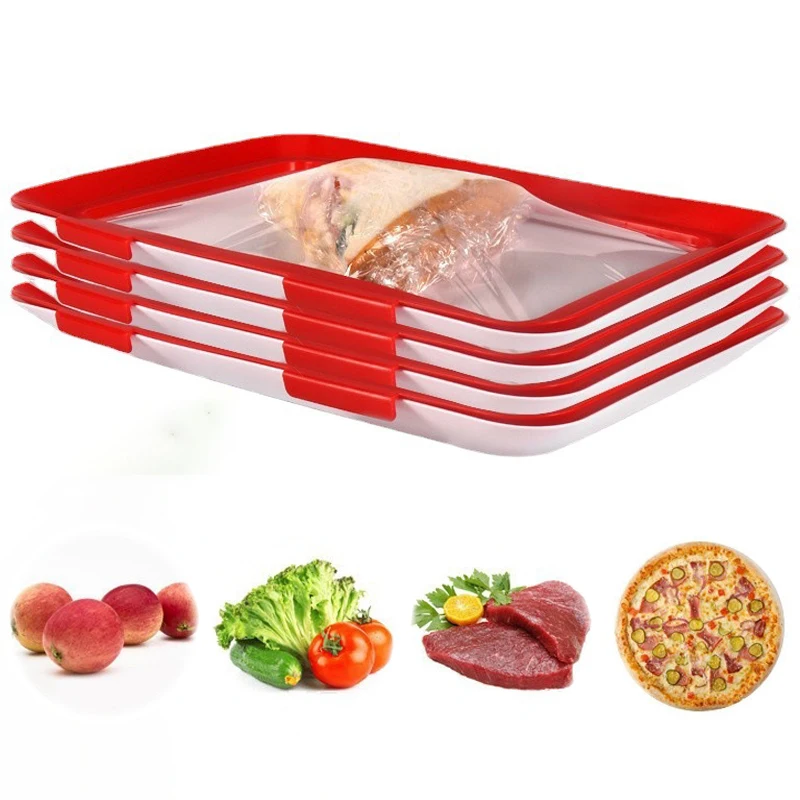 1/2pcsFood Preservation Tray Seafood Beef Ham Fresh Keeping Fresh Spacer Reusable Container Refrigerator Organizer Kitchen Tool