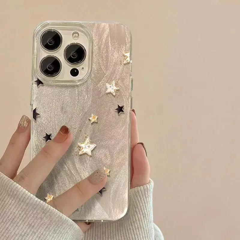 INS Style Coloful Stars Pattern Phone Case For Xiaomi Redmi Note 14 13 12 11 10 Pro Plus 5G Redmi Note 12S 13C 14C Protect Cover