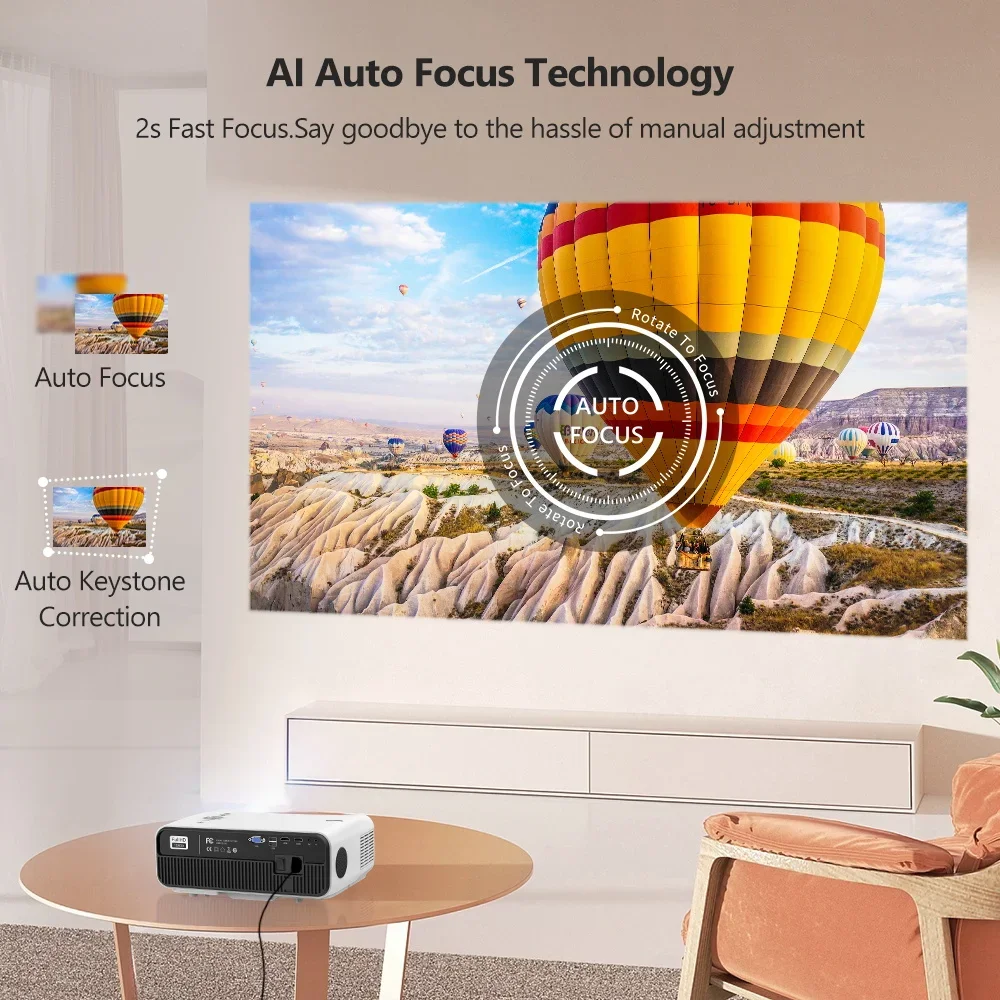 El más nuevo proyector 4K con licencia de Netflix Android 14, cine en casa, 5G, WiFi 6, proyector de vídeo portátil LaSEr, versión Google 1800 ANSI