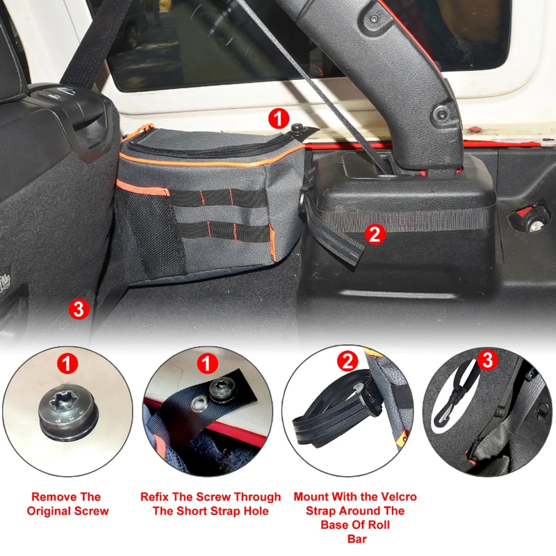Trunk Side Storage Bag Organizer for Jeep Wrangler JL 4 Doors 2018 2019 2020 2021 2022 Stowing Tidying Car Interior Accessories