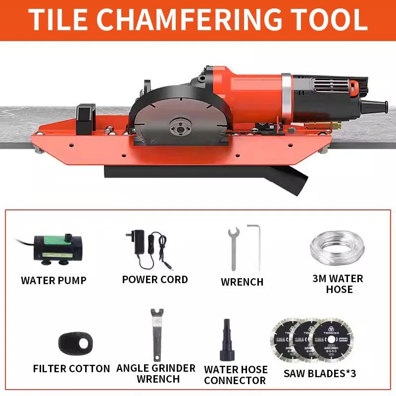 45° Tile Chamfering Machine Benchtop Compact Multi-Function Right Angle/Rounded Edge Trimming Equipment Portable Chamfering Tool