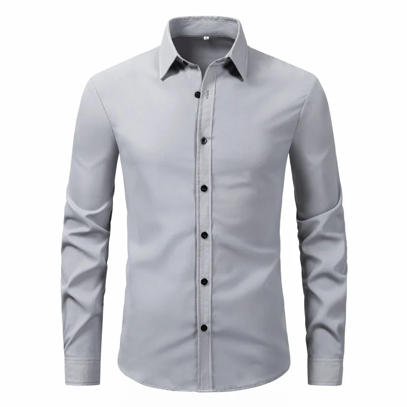 2023 men\'s new long sleeved solid color casual spring