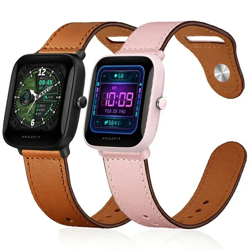 20mm/22mm Leather band For Amazfit GTS 4/3/2/2e/GTS2 Mini/GTR 4/3 pro/GTR2/2e/stratos 2/3 Sport Watch Bracelet Amazfit bip strap