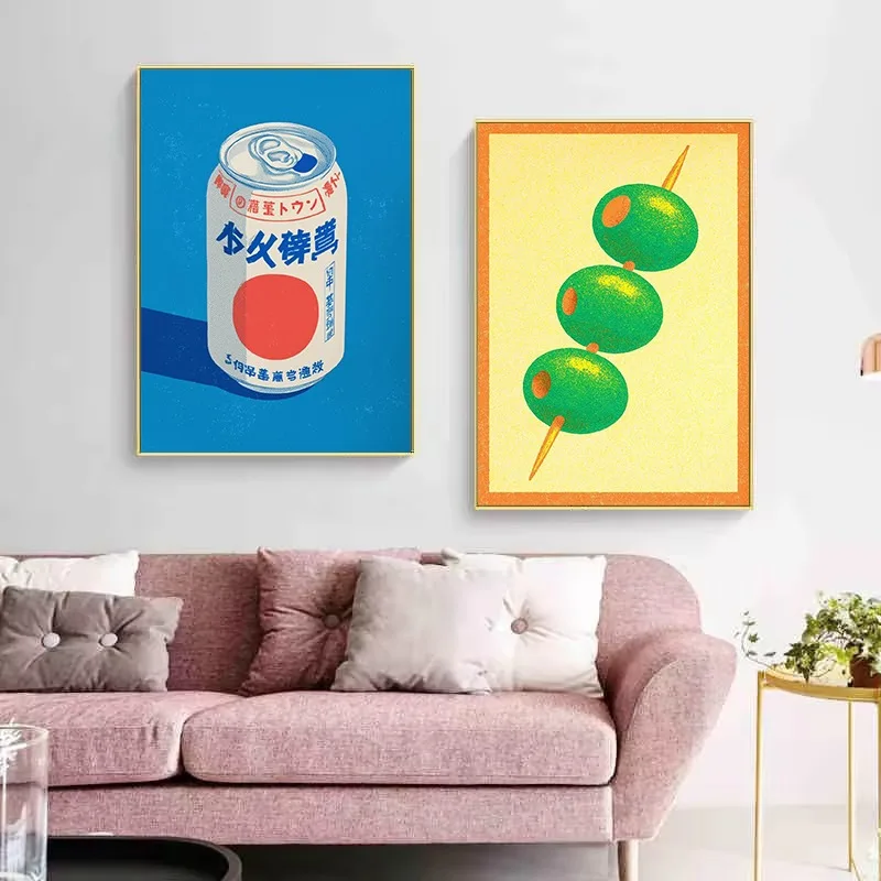 Retro Nostalgia Japanese Food Pop Art Ramen Beer Can Kitchen Aesthetic Poster Canvas Painting Wall Pictures Home Decor