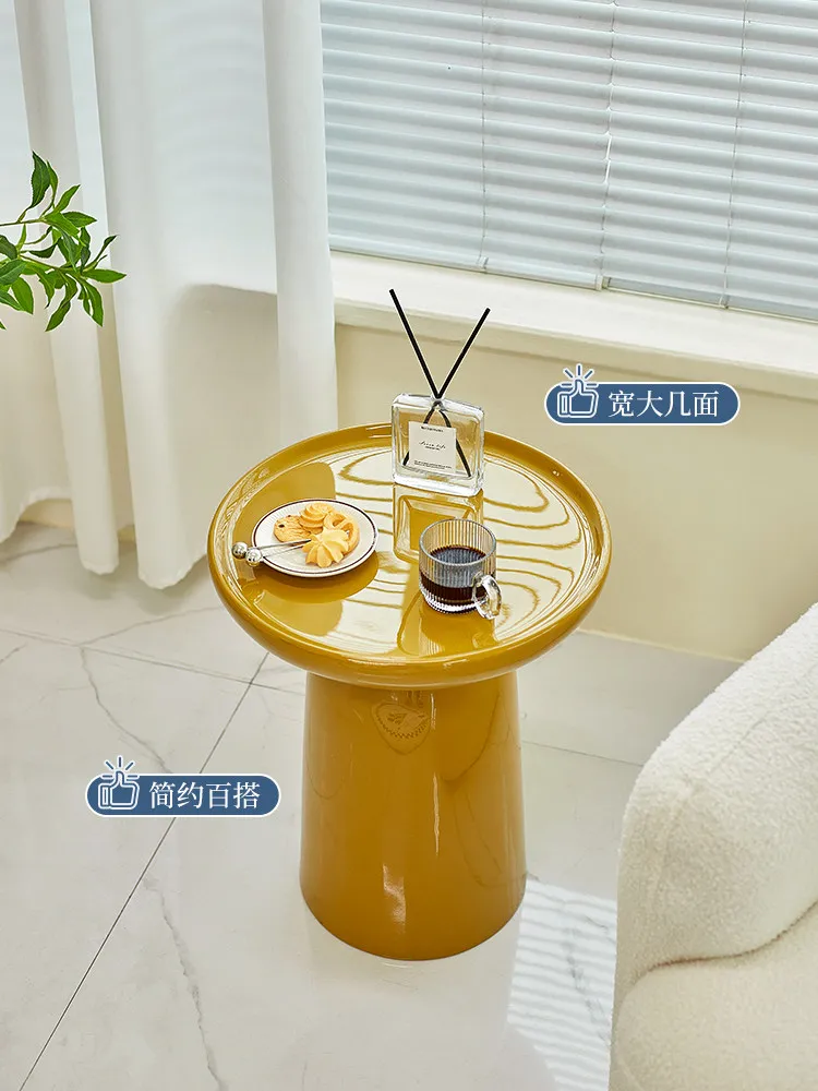 Simple cream wind small round table household living room sofa side table coffee table bedroom light luxury - view 3