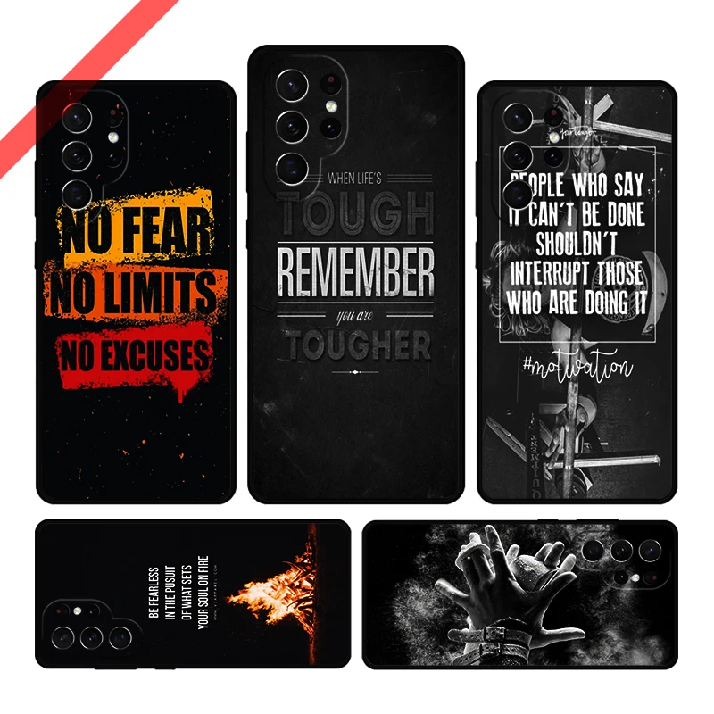 Motivational Gym Inspirational Quotes Phone Case For Samsung Galaxy S20 FE S21 S10 S23 Plus S24 S22 Ultra Note20 S9 S8 Cover