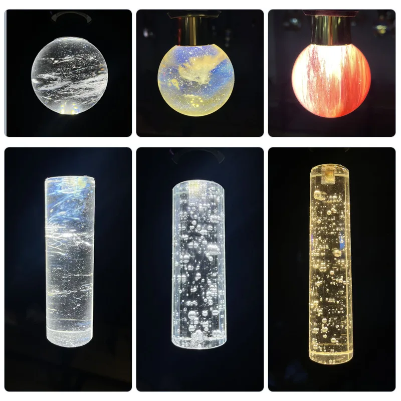 LED crystal ball light E27 screw mouth glass bubble cylindrical bubble creative atmosphere projection decorative light