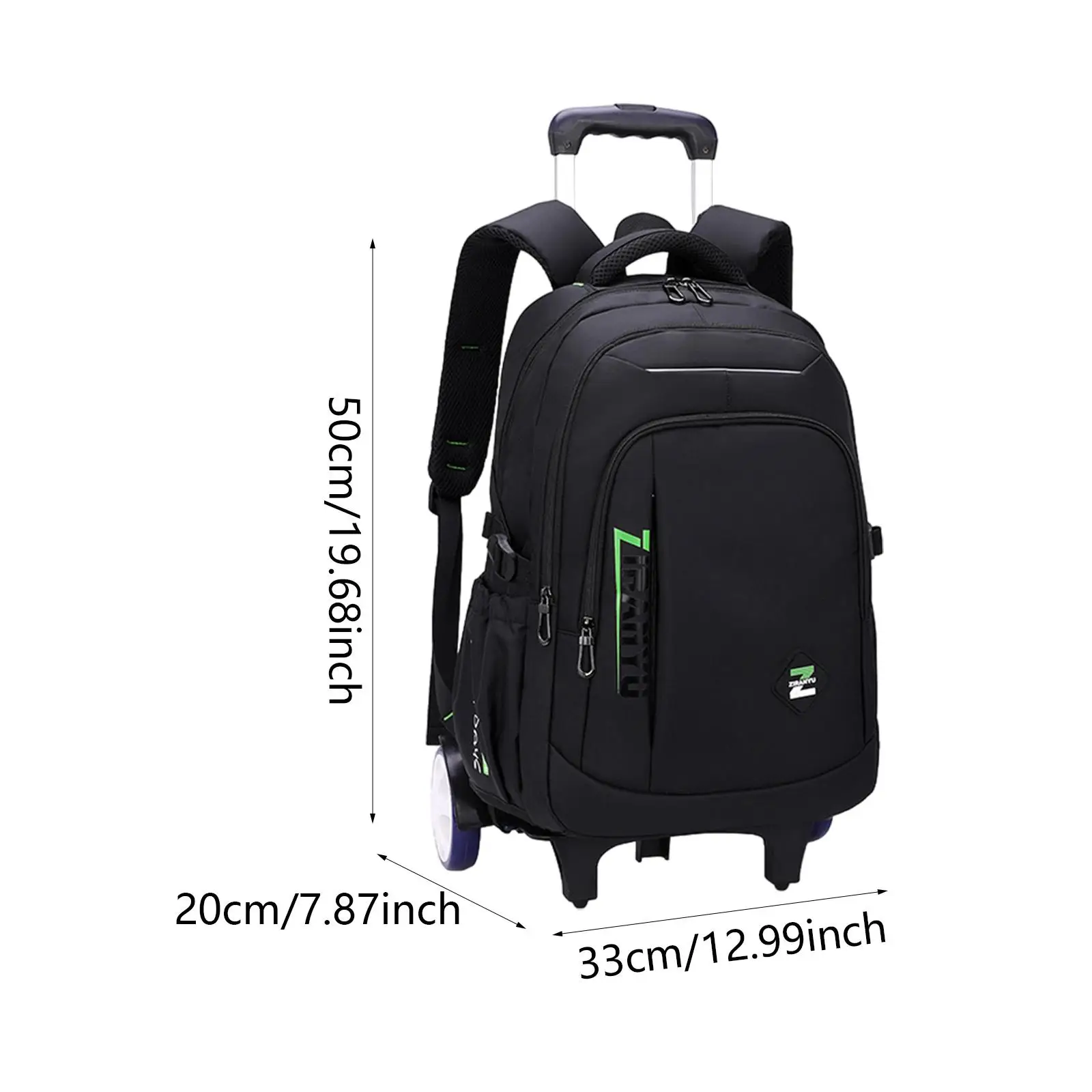 Rolling Backpack Portable Removable Trolley Water Resistant Multifunctional Computer Bag for Camping Overnight Business Adults