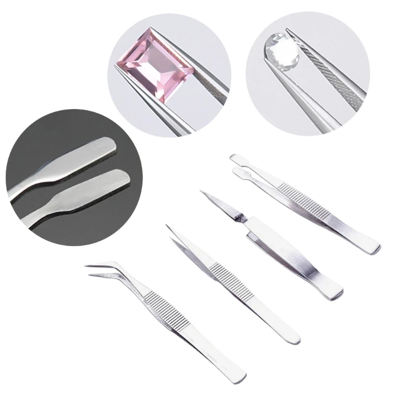 Stainless Steel Tweezers Essential Tools Repair Pick up Tool for Jewelers and Crafters Making Jewelry Crafting Tools R3MC