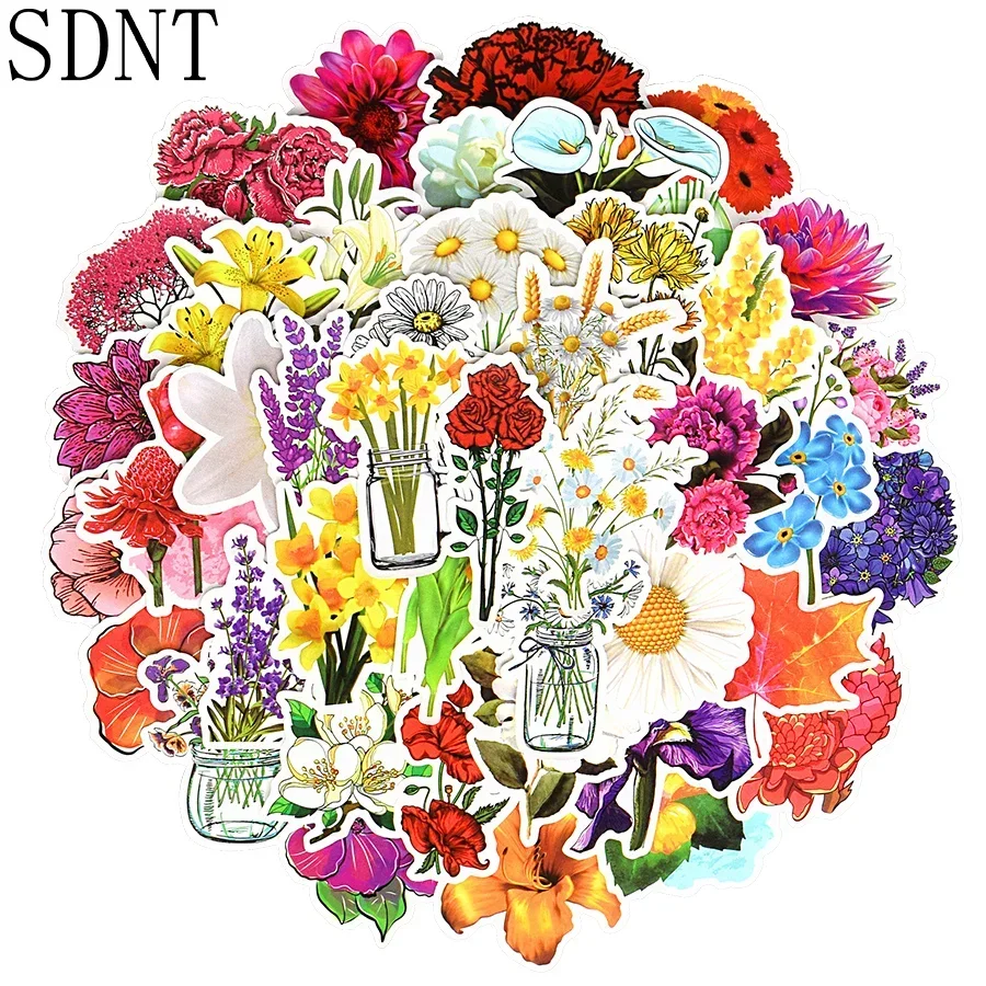 

50 шт., наклейки с героями мультфильмов, красивые растения, креативные кавайные граффити, водонепроницаемая наклейка для DIY ноутбука, холодильника, чемодана, гитары