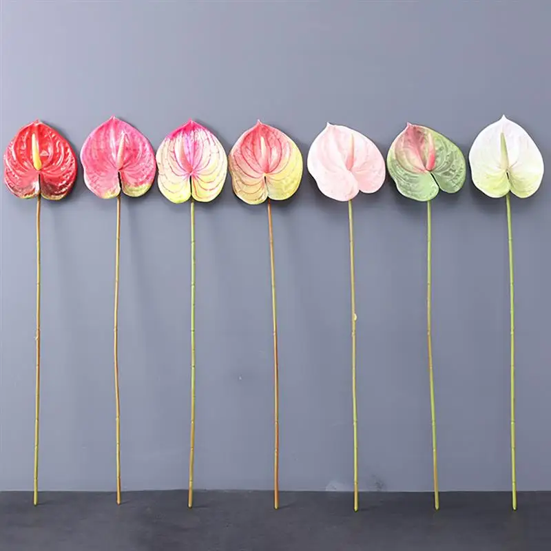 Artificial Anthurium Flower Silk Flower Floral Arrangement Artificial Anthurium Palm Flower 3D Print Simulation Wedding Decor