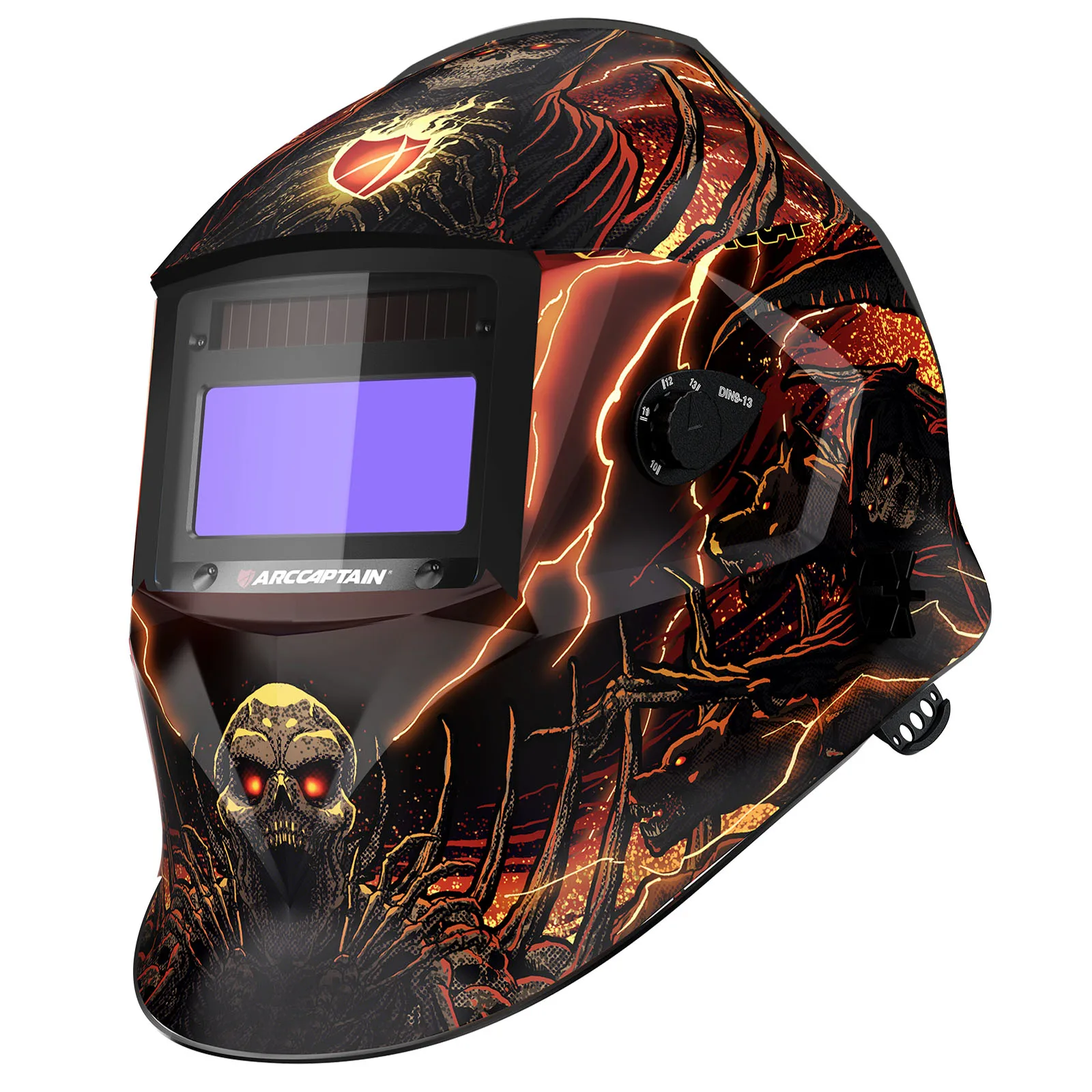 ARCCAPTAIN Schweißhelm, Schweißermaske, Chamäleon, große Ansicht, echte Farbe, Solarenergie, automatische Verdunkelung, Schweißen für Lichtbogenschweißen, Schleifen, Schnitt
