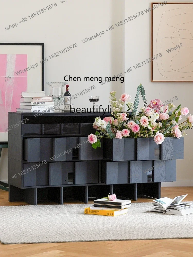 

Q178 Light luxury high-end solid wood chest cabinet, black dining side cabinet, bedroom entrance storage locker