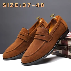 Classic Brand Men Shoes Auwumn Hot Sell Solid Suede Casual Loafers High Quality Genuine Leather  Flats Lightweight Driving Shoes