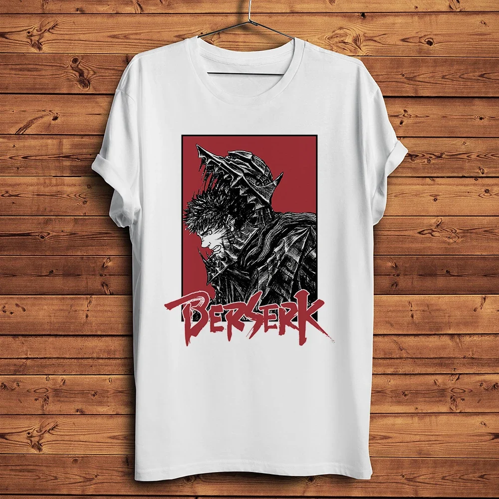 Swordsman Berserk Guts, camiseta divertida de Anime, camiseta blanca informal de manga corta para hombre, camiseta Unisex de Manga Streetwear, estampado transpirable