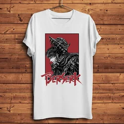 Swordsman Berserk Guts,funny Anime T-shirt, Men White Casual Short Sleeve Tshirt, Manga Streetwear Unisex Tee ,breathable Print